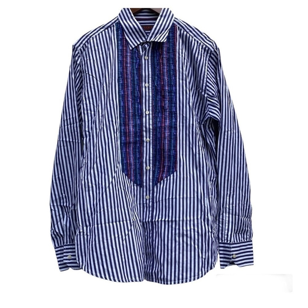 Etro Milano Made In Italy  Button Down Mens Shirt  Striped Multicolor Sz 44 (XL)